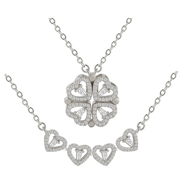 Lucky Love Clover 2 in 1 Necklace  Oscar Willow & Co Silver  